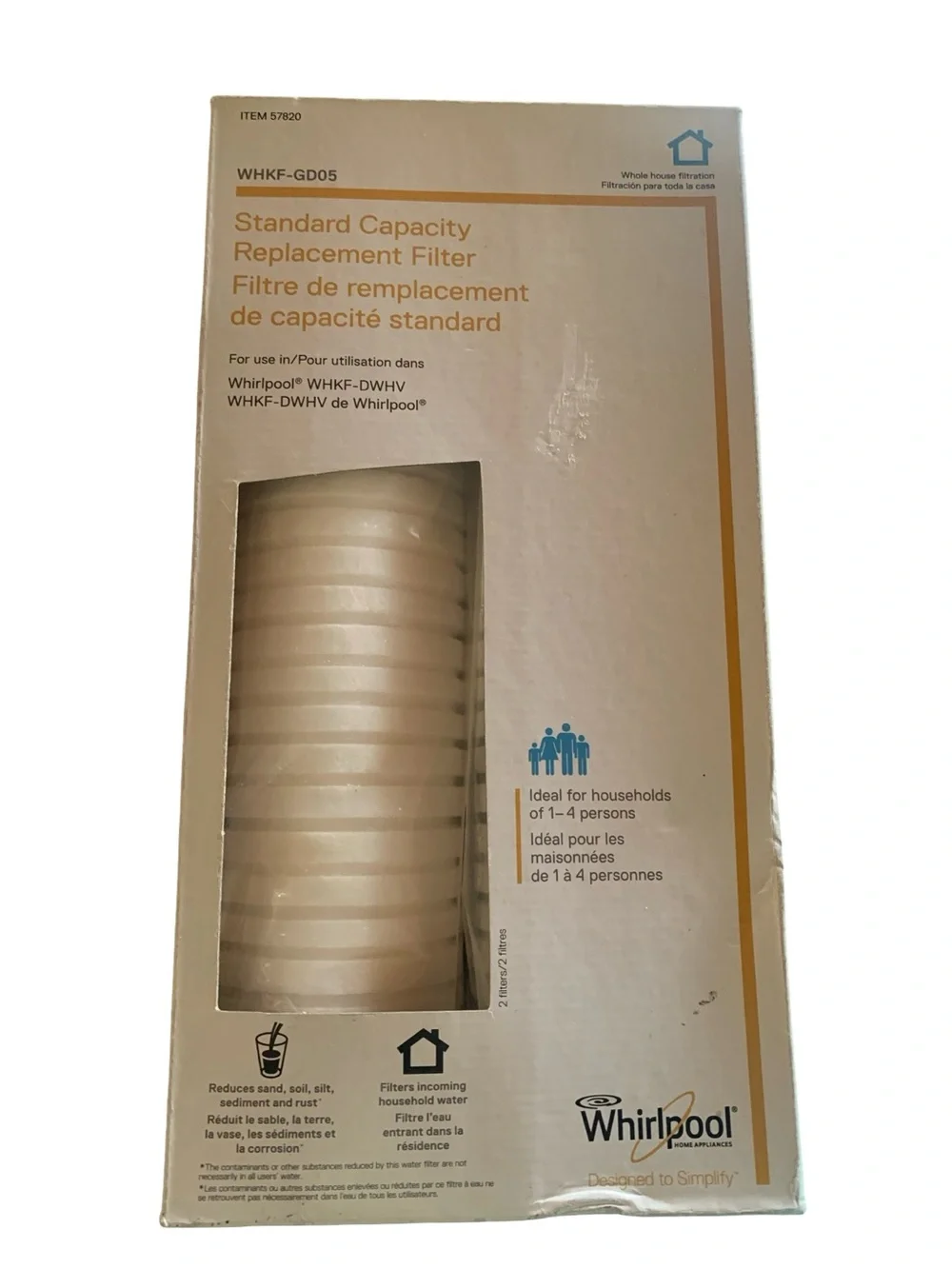 Whirlpool WHKF-GD05 Whole House Water Filter 2 Pack NIB Standard Capacity