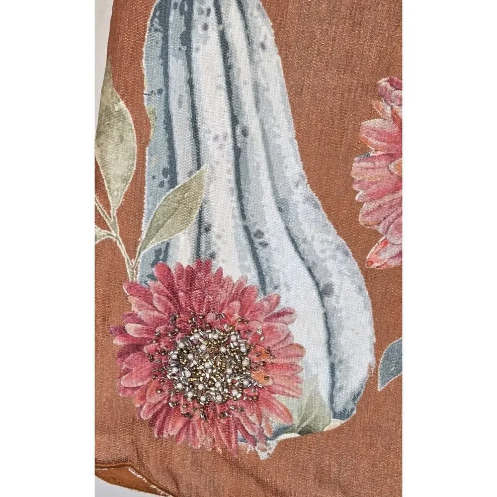 Nicole Miller MANTEL SCARF 24 X 84 PUMPKINS Beaded Embroidered Embellished NWT