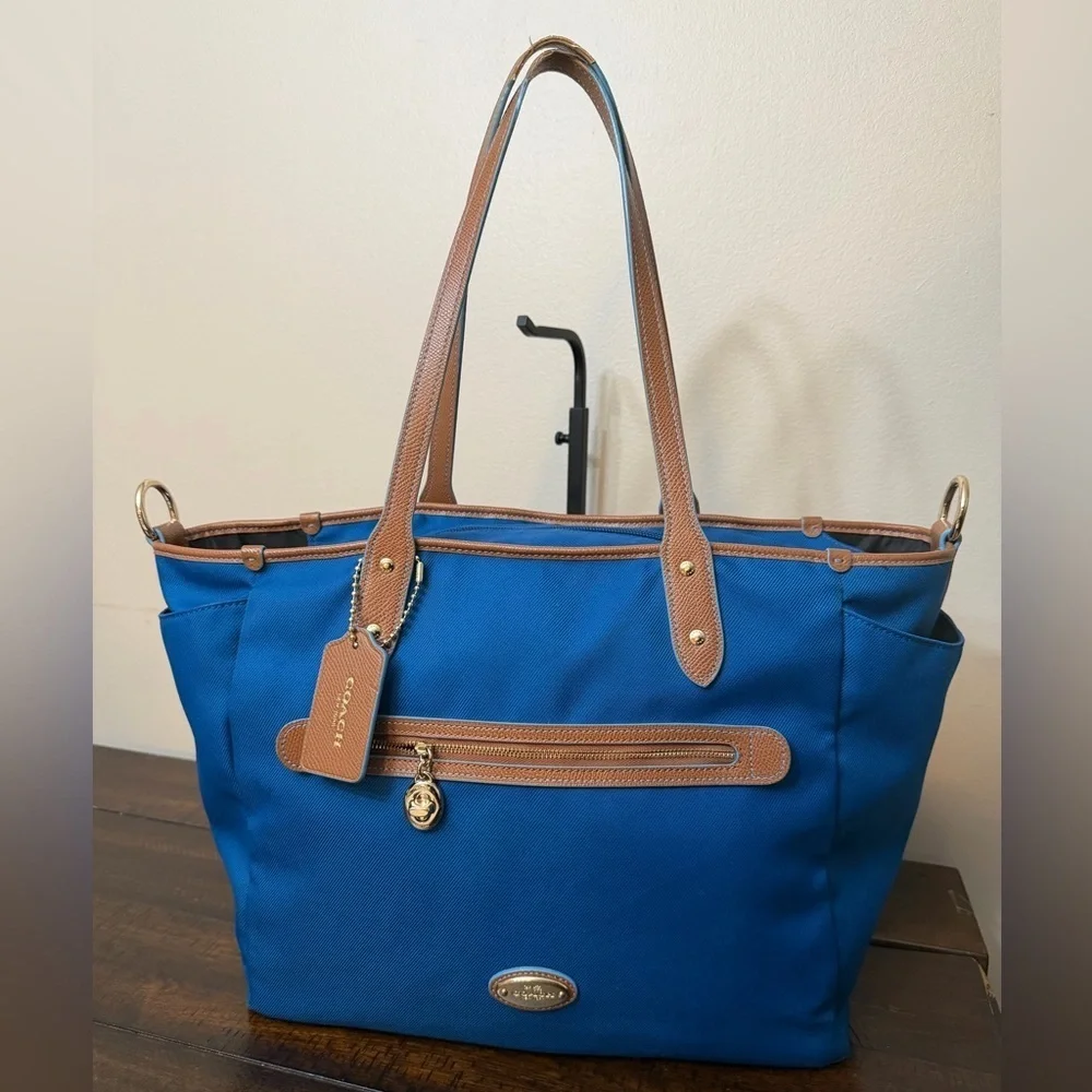 Coach Vibrant Blue and Tan Handbag