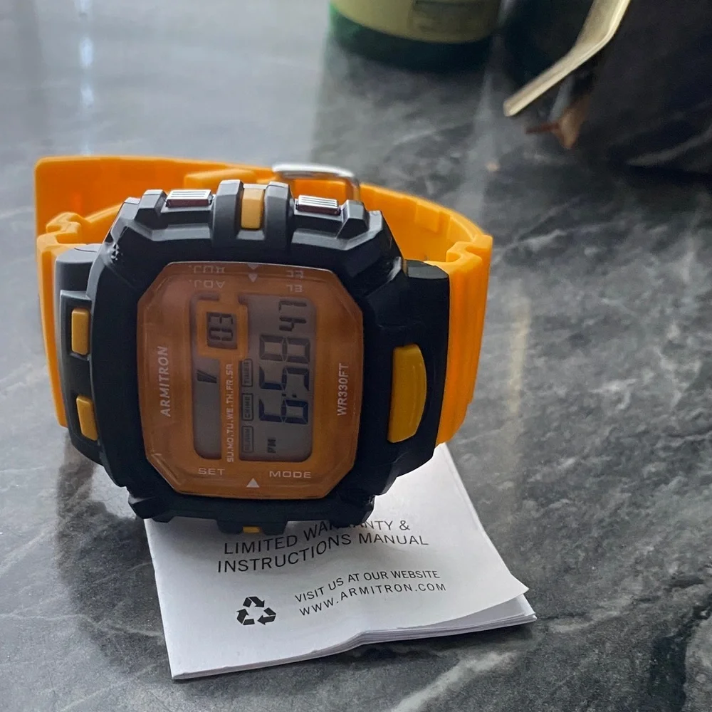 Man Armitron Black and Orange Digital Smartwatch