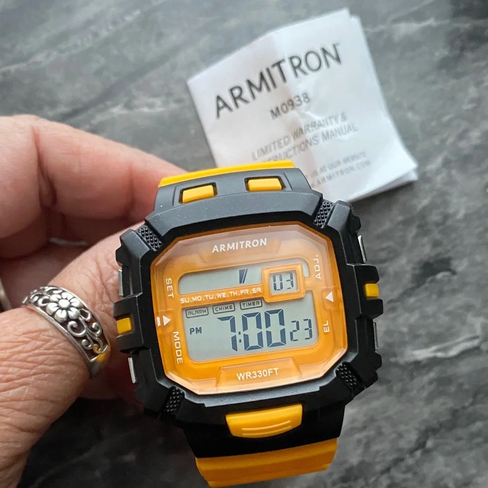 Man Armitron Black and Orange Digital Smartwatch