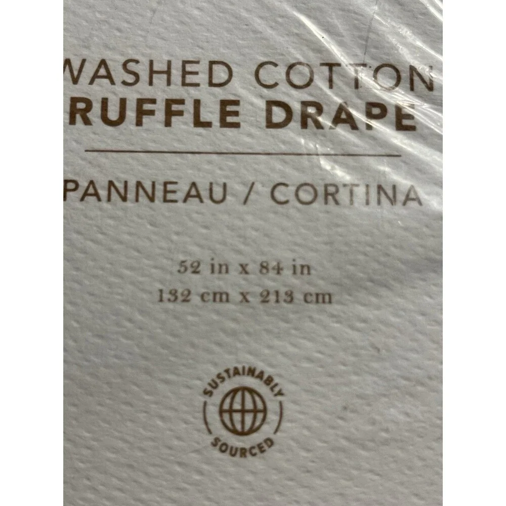 Pair of Pottery Barn Washed Cotton Ruffle Drape Curtains 52x84” per Panel