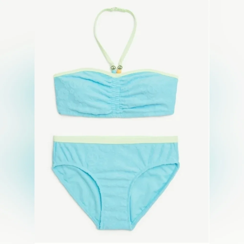 Justice Justice Girls 2 Piece Flounce Top Bikini Swimsuit Light Blue Size L(12/