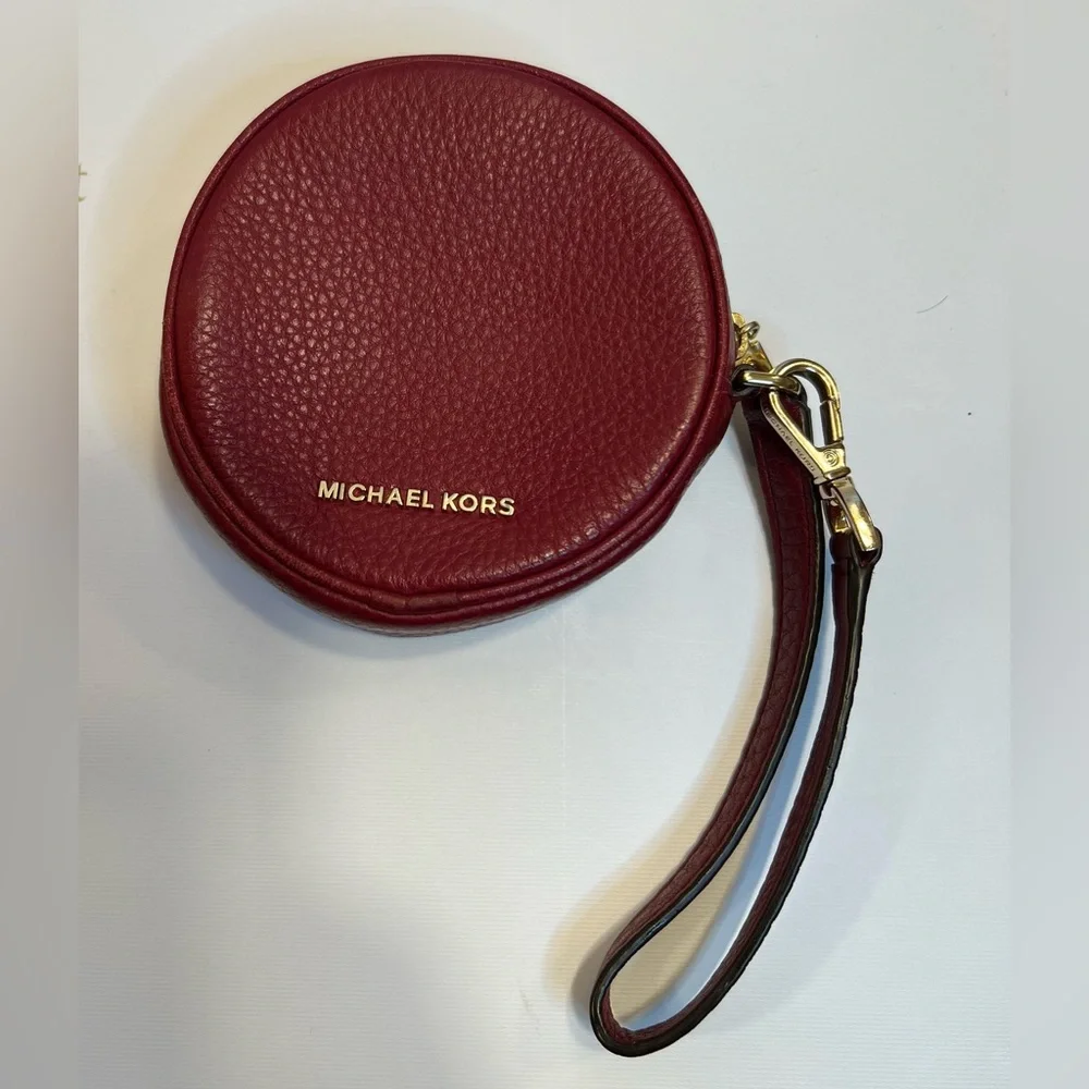 MICHAEL KORS Red With Gold Studded Wristlet