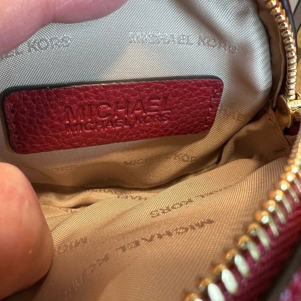 MICHAEL KORS Red With Gold Studded Wristlet