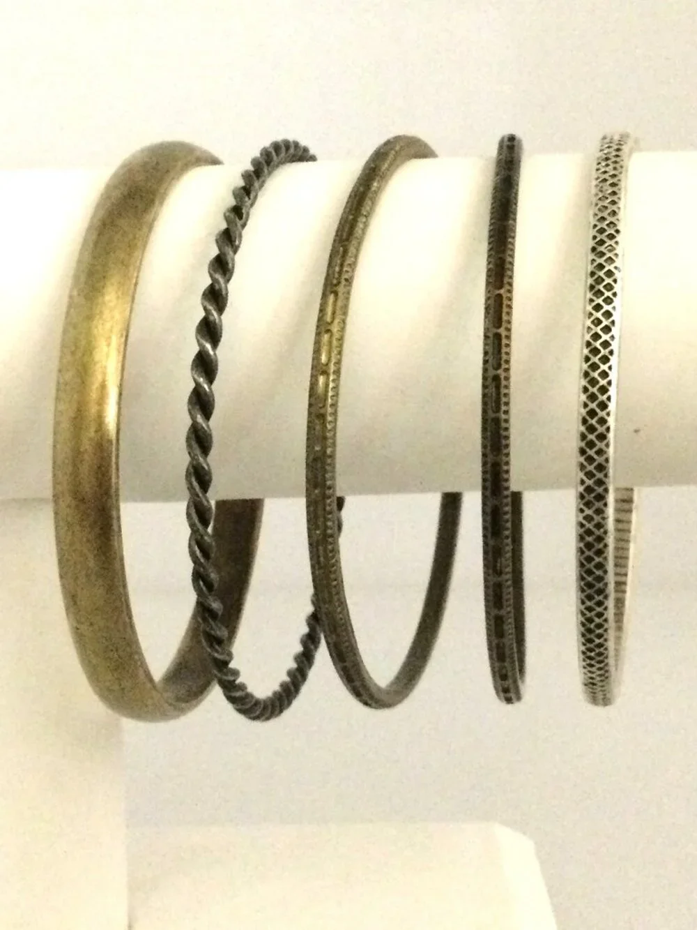 Vintage Mixed Metal Etched Engraved Stacking Bangle Bracelet Lot