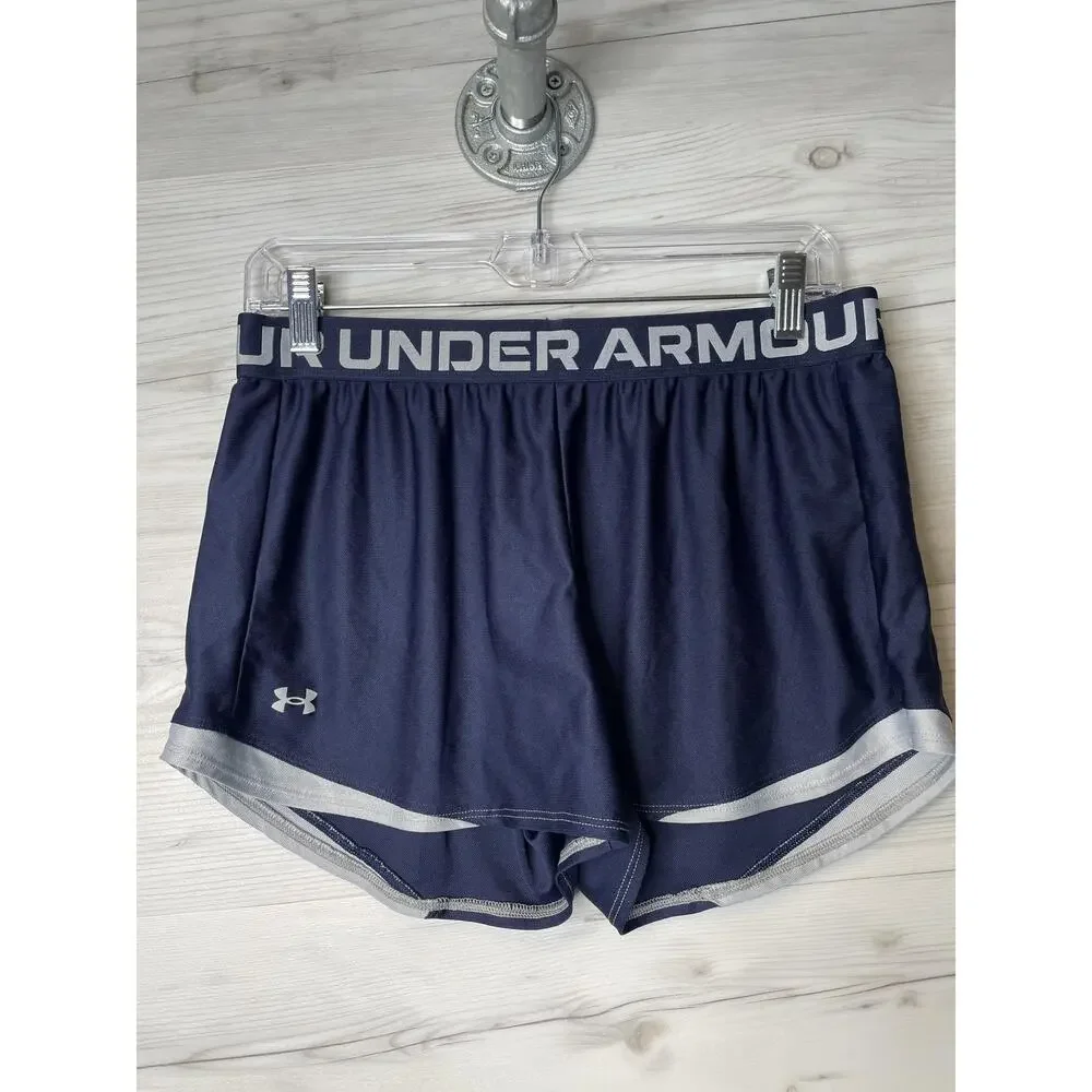 Under Armour Shorts‎ Womens Medium Navy Blue Athletic Running Loose Fit 1362517