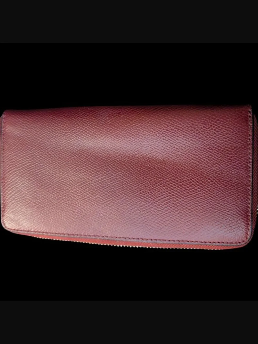 Coach Accordion Zip Burgundy Crossgrain Leather 7.75