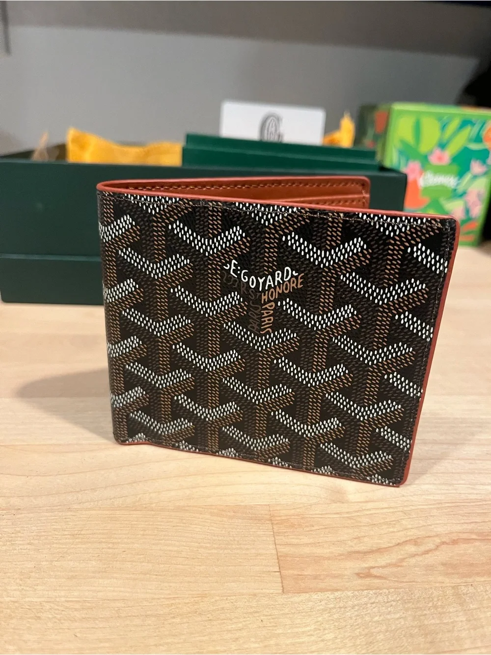 Black and Brown Goyardine Money Clip Wallet