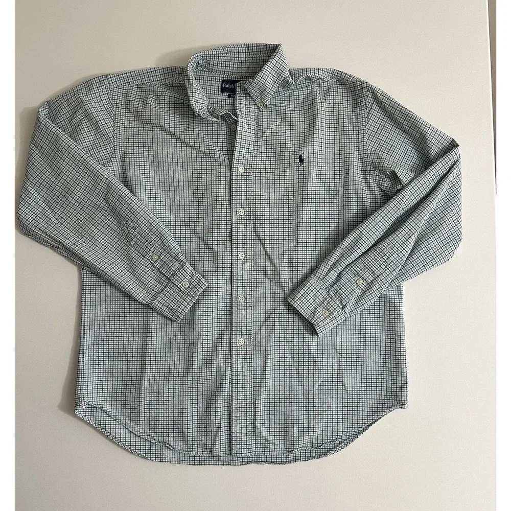 Polo Ralph Lauren Classic Fit Checkered Button Down Shirt Blue & White Large