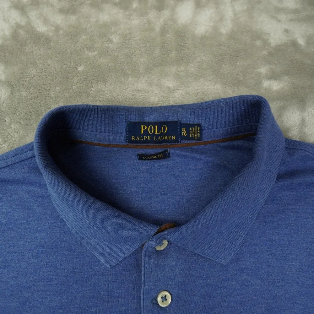 Polo Ralph Lauren Classic Fit Polo Shirt Men's XL Blue Long Sleeve Preppy