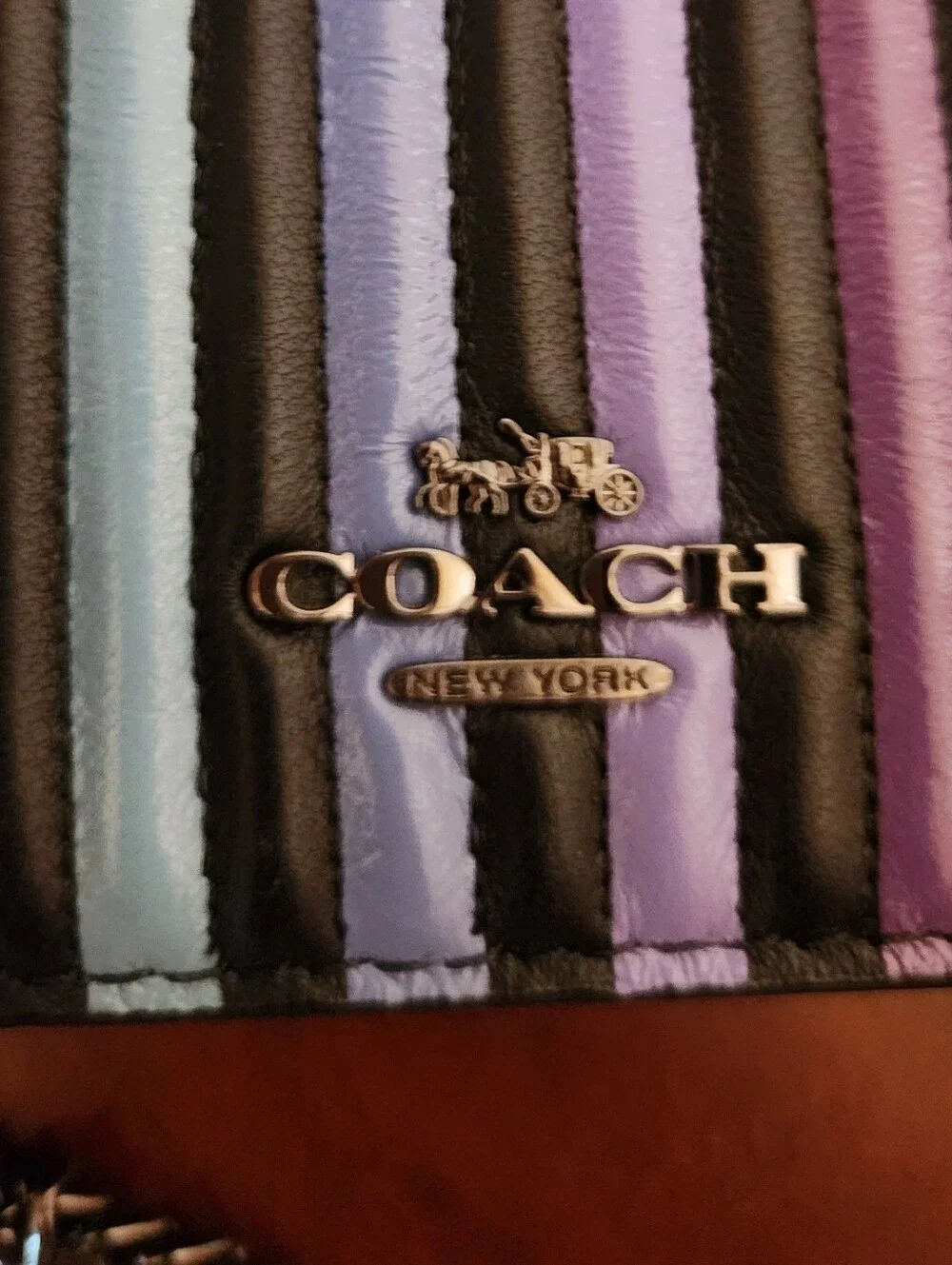 🌈 COACH Callie Foldover Rainbow Ombré Chain Clutch Bag