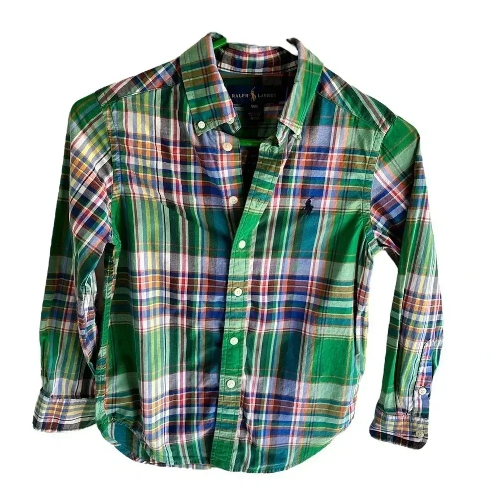 EUC Ralph Lauren Plaid Polo shirt. Super cute for upcoming holiday parties.