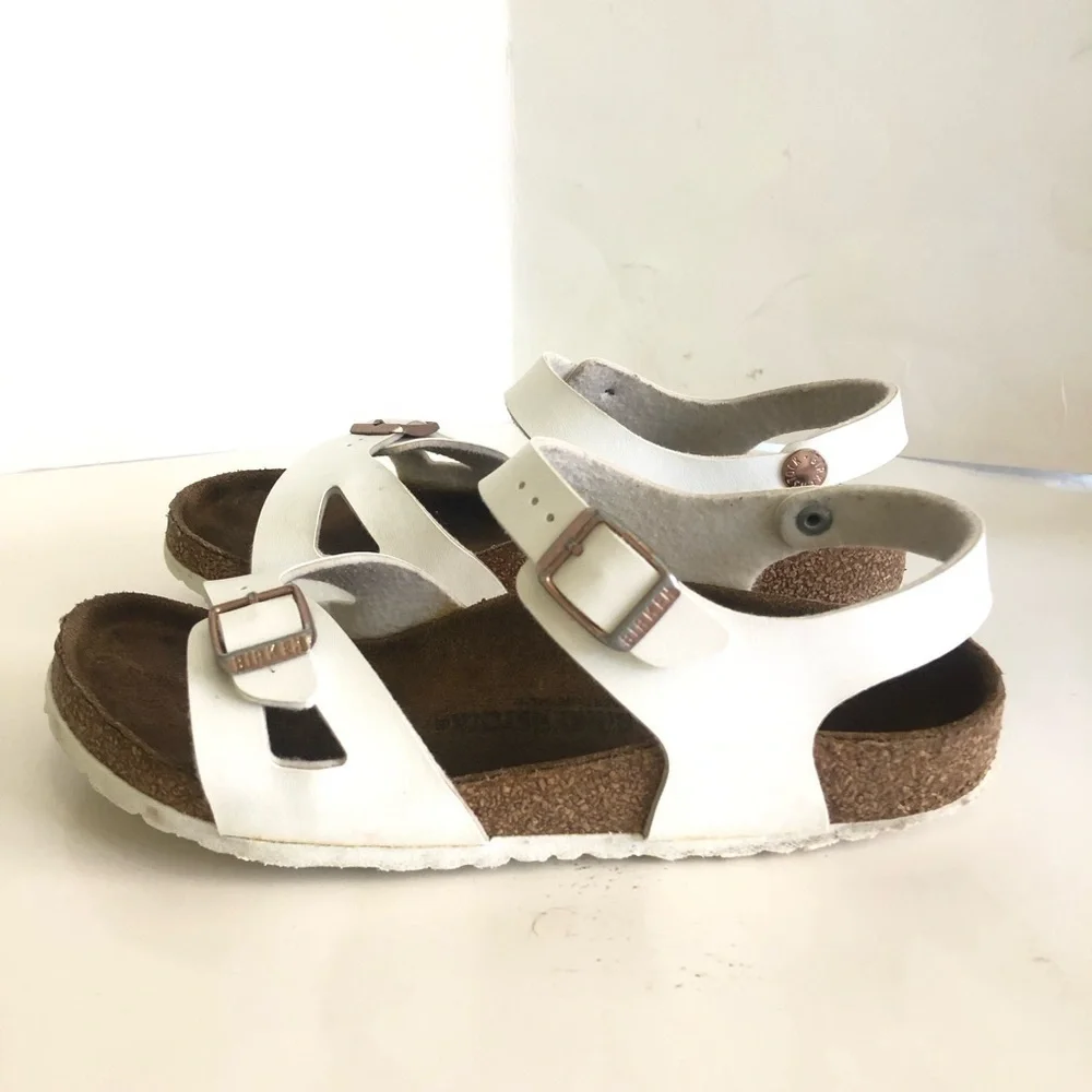 Birkenstock Girls Rio Birko-Flor  White Sandals Size 3-3.5/34