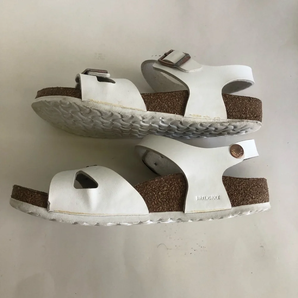 Birkenstock Girls Rio Birko-Flor  White Sandals Size 3-3.5/34