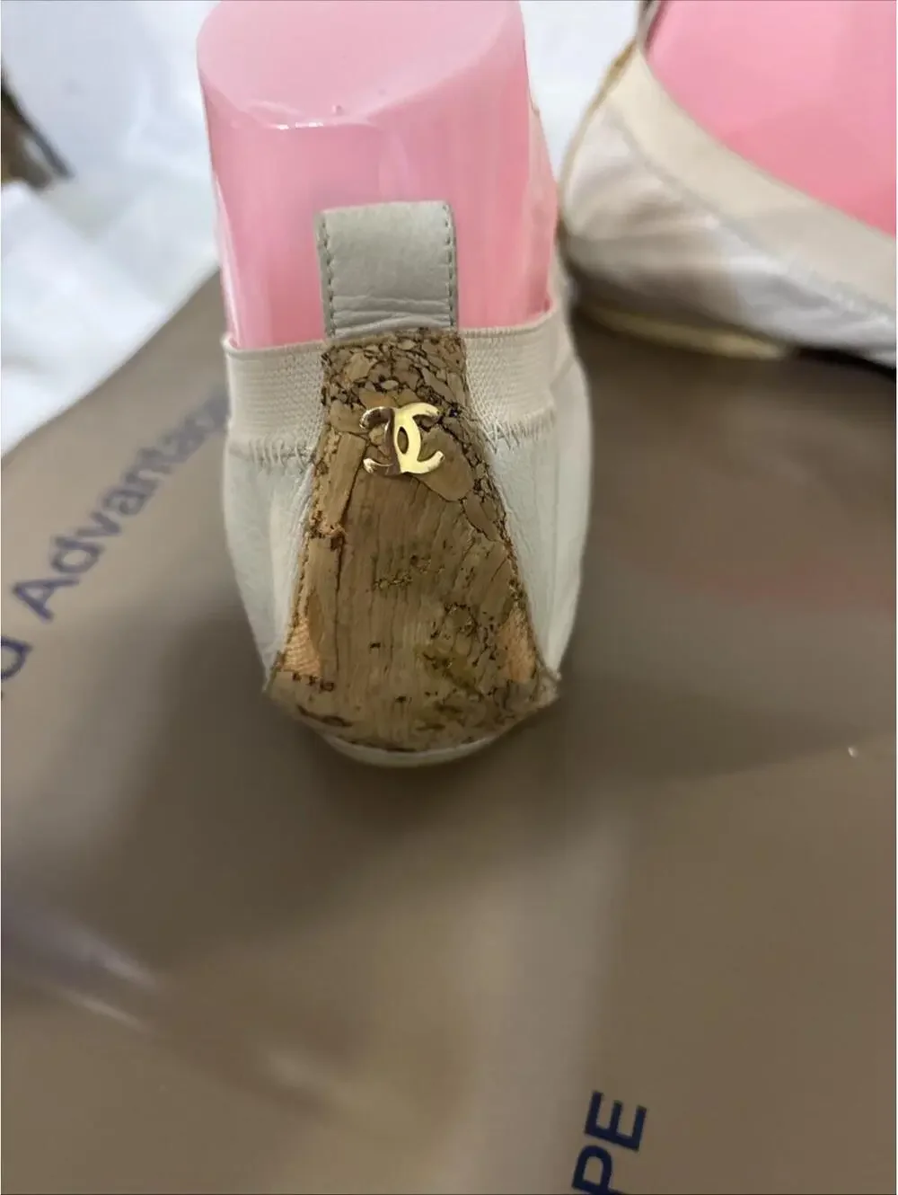 Chanel Lamskin Ballet Interlocking CC Logo Cork‎ Toe Flats 39 Beautiful