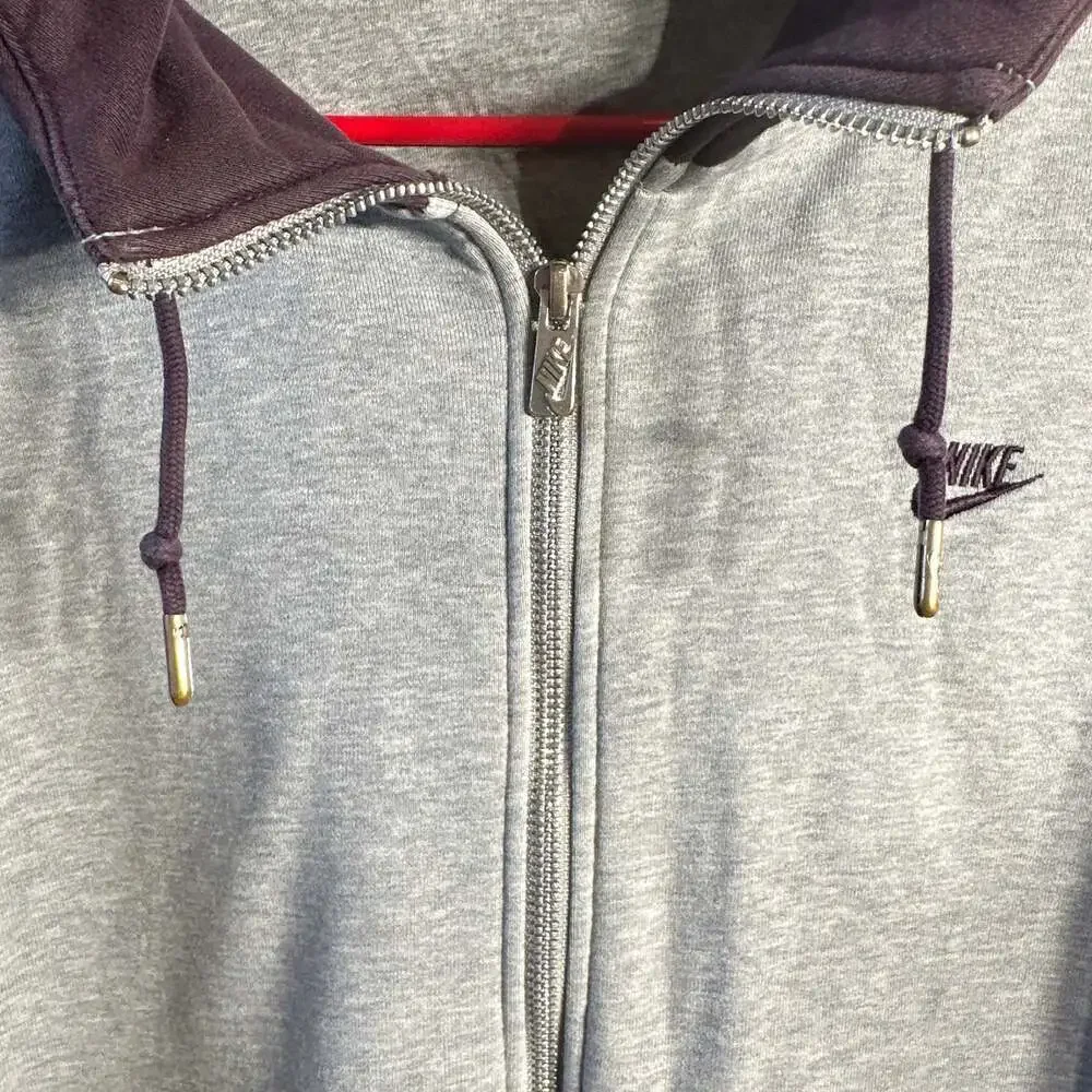 NIKE Sportswear AW77 Color Block Full Zip Hoodie Burgundy/Purple/Grey
