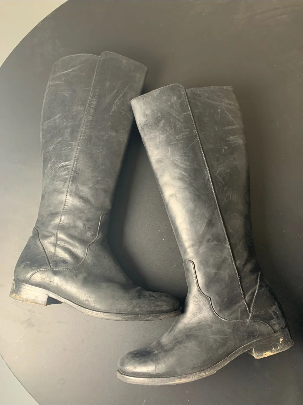Frye Black Over-the-Knee Leather Riding Boots