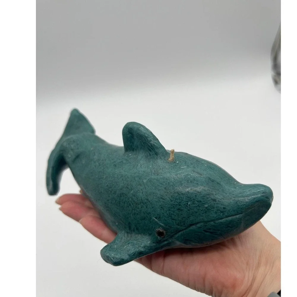 Vintage 90s Dolphin Wax Candle Nautical Whimsy Retro Ocean Marine Decor