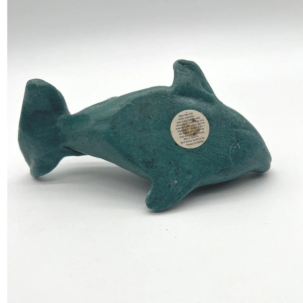 Vintage 90s Dolphin Wax Candle Nautical Whimsy Retro Ocean Marine Decor