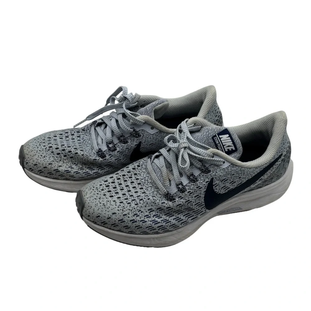 Nike Zoom Pegasus 35 Knit Gray and Blue Running Shoes Size 6.5