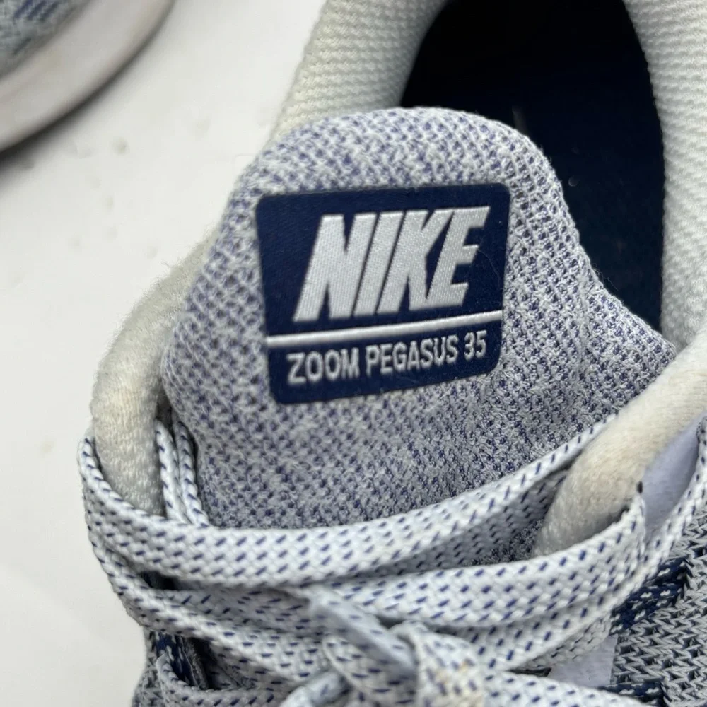 Nike Zoom Pegasus 35 Knit Gray and Blue Running Shoes Size 6.5