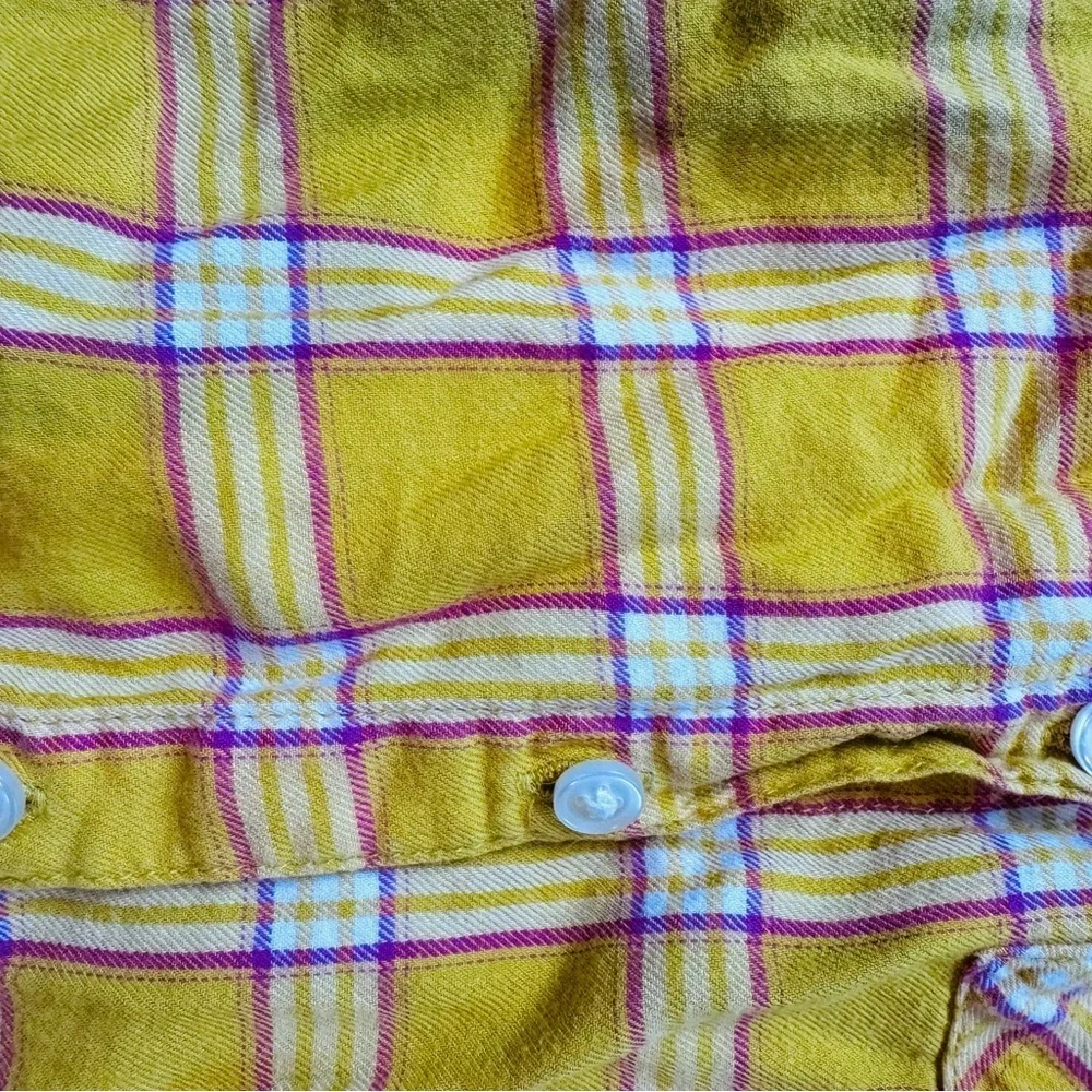Old Navy Yellow Button Down Shirt Vibrant Plaid Design Plaid Button-Up size 4T