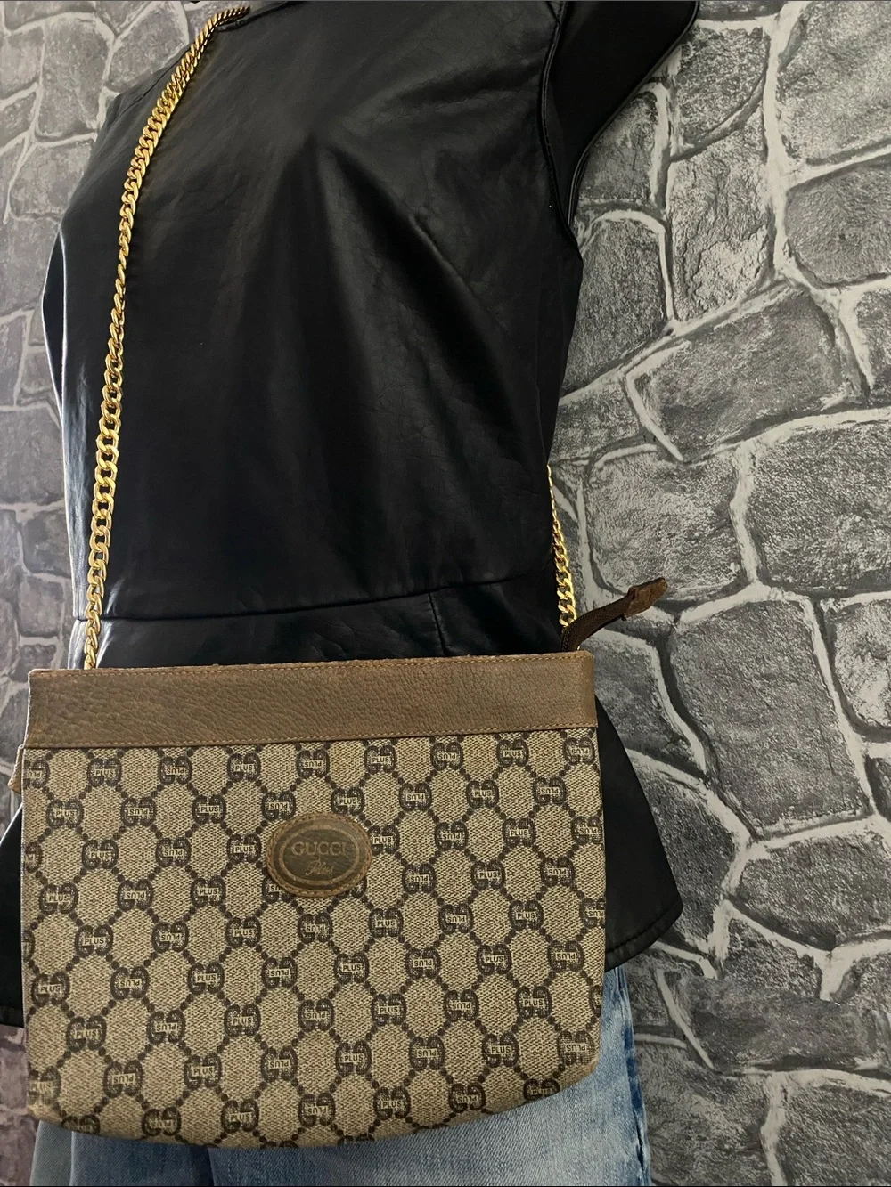 Authentic Gucci GG Plus Vintage Pouch Clutch bag