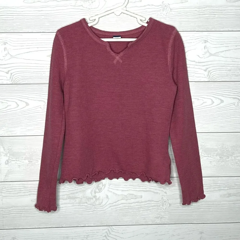 Old Navy dusty rose waffle long sleeve top Girls Size Medium (8)