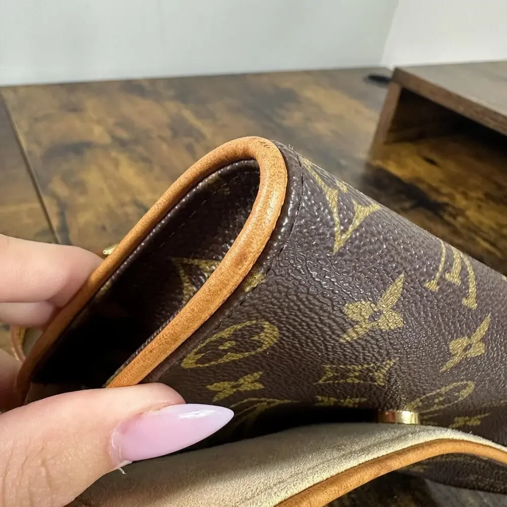Louis Vuitton Vintage Twin Pochette Crossbody Bag Small Brown Monogram Canvas