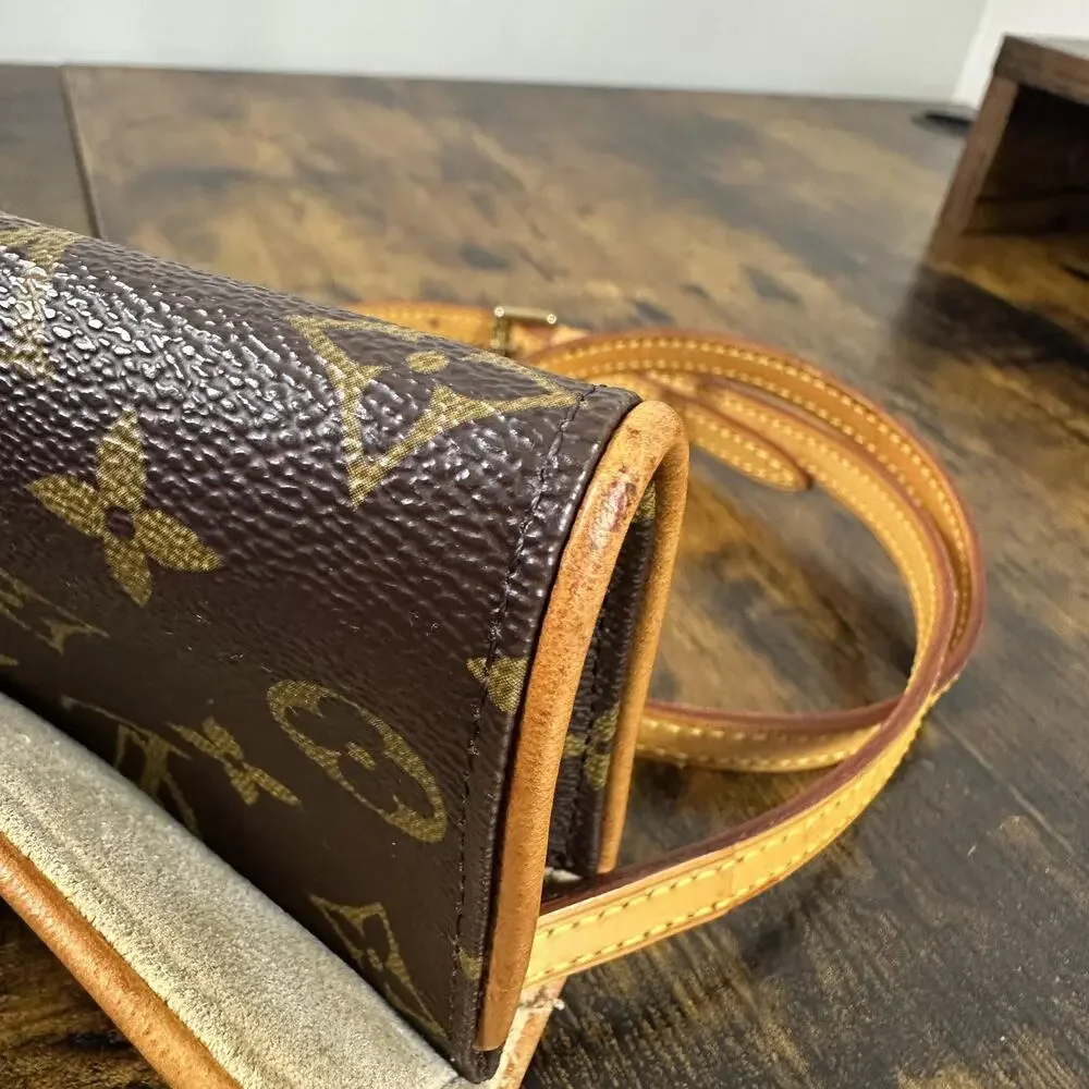Louis Vuitton Vintage Twin Pochette Crossbody Bag Small Brown Monogram Canvas