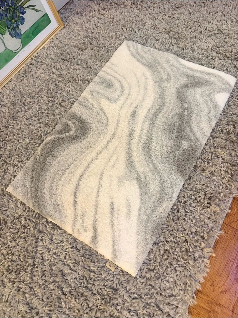34” x 22” Martha Stewart Gray & White Marble-Pattern Bath Mat Bathroom Rug