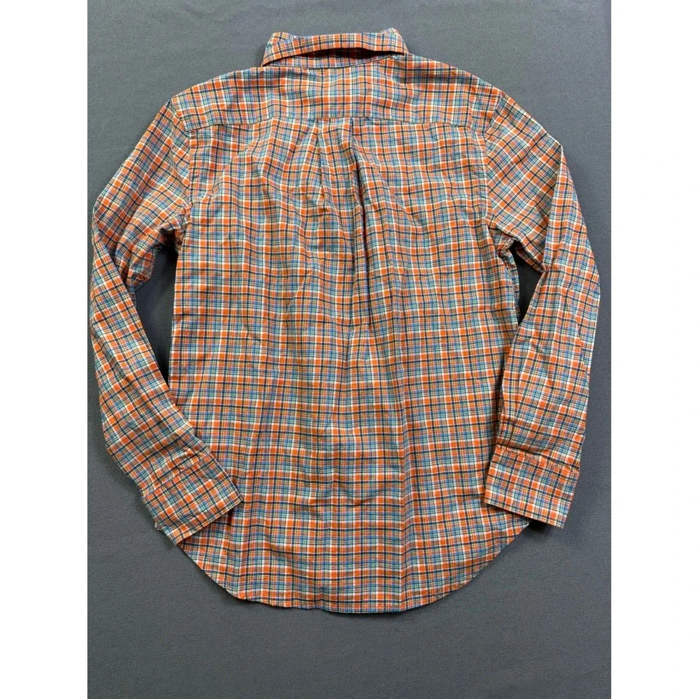 Ralph‎ Lauren Boys Orange Plaid Button Down Shirt Natural Stretch Size 8 S/P