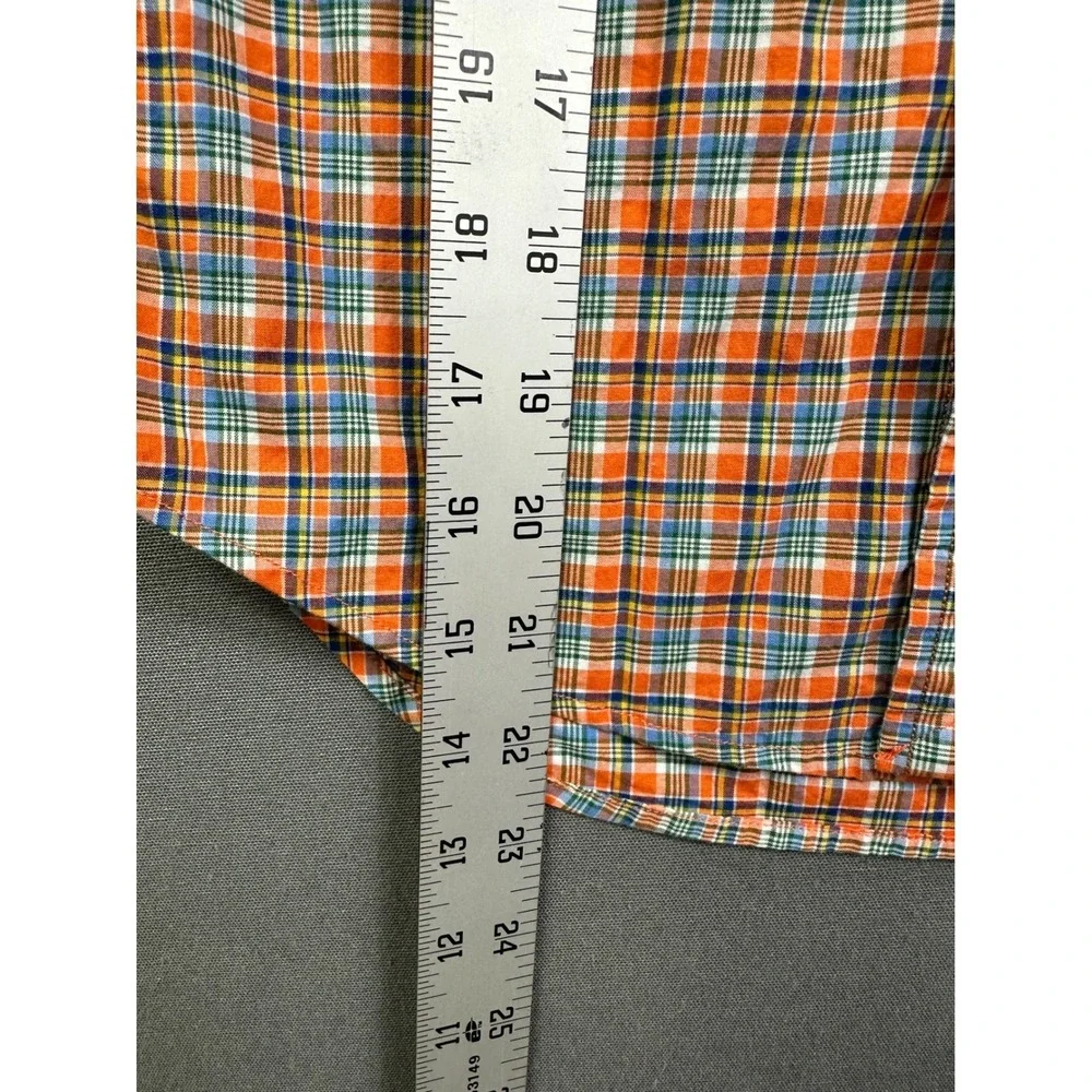 Ralph‎ Lauren Boys Orange Plaid Button Down Shirt Natural Stretch Size 8 S/P