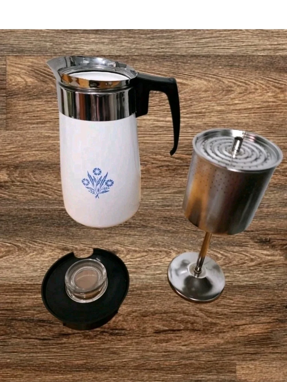 Vintage RARE Corningware 9 Cup Percolator Set: Pot, Lid, Full Filter Set