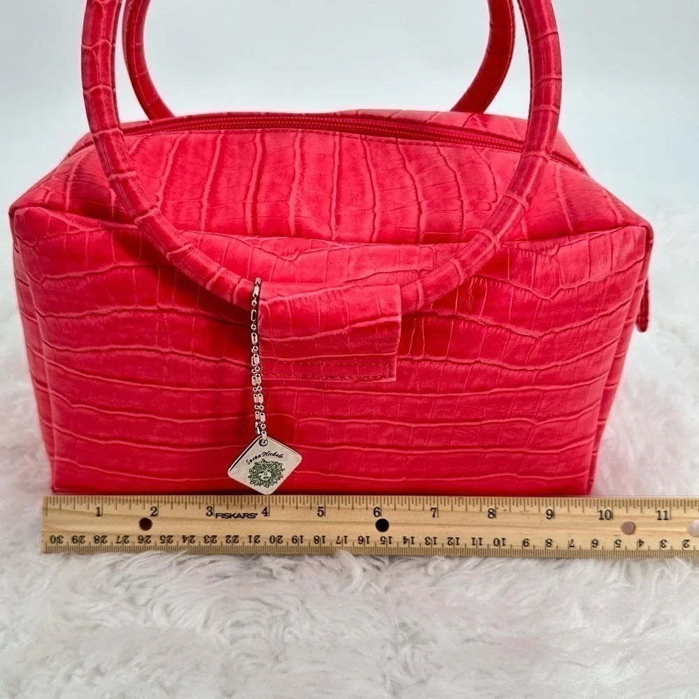 Susan Nichole Pink Crocodile Vegan Leather Oneness with Earth Hand/Cosmetic Bag