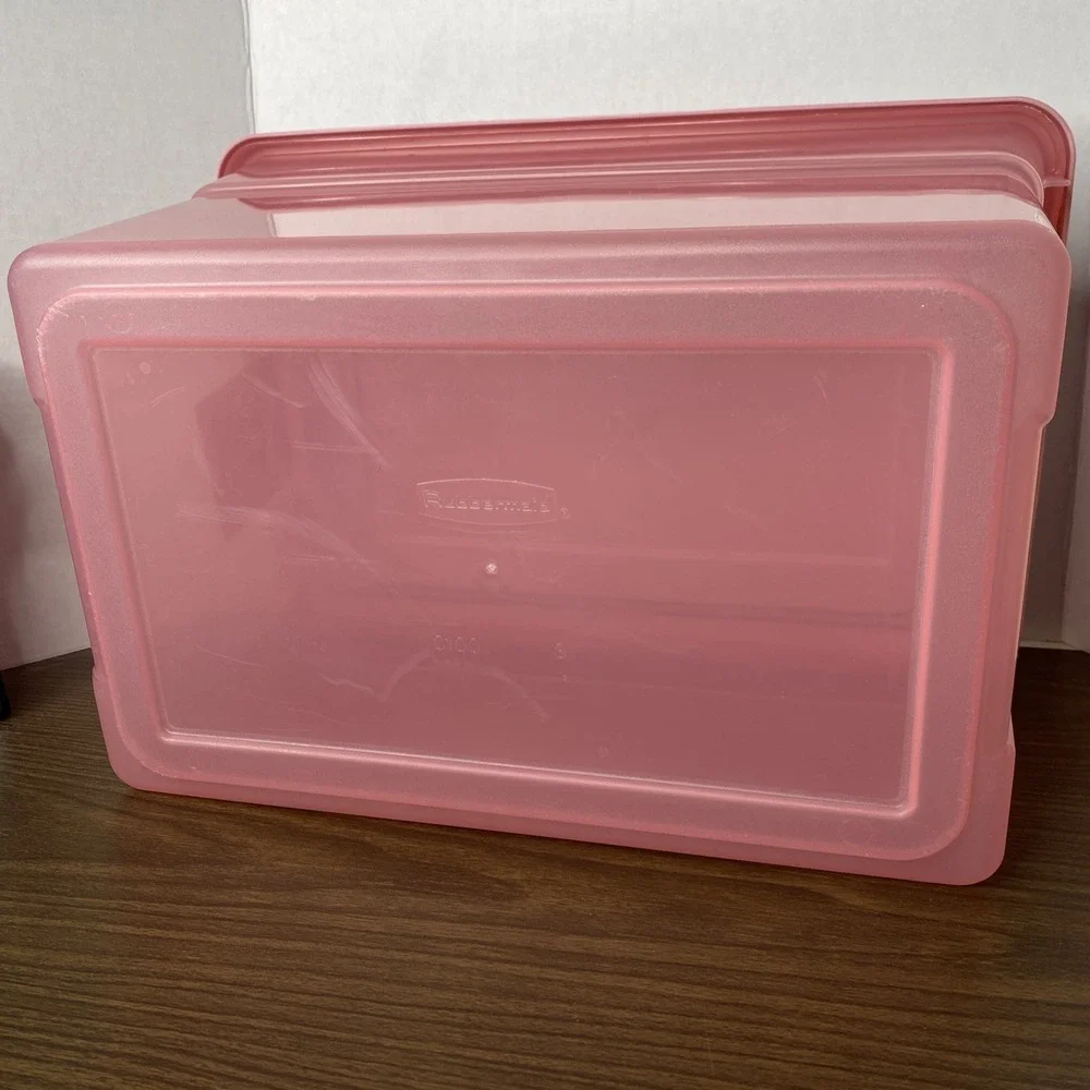 1990 Rubbermaid Keepers Clear Box #0100 19.5Q Container JLA-2222 TMAUVE (pink)