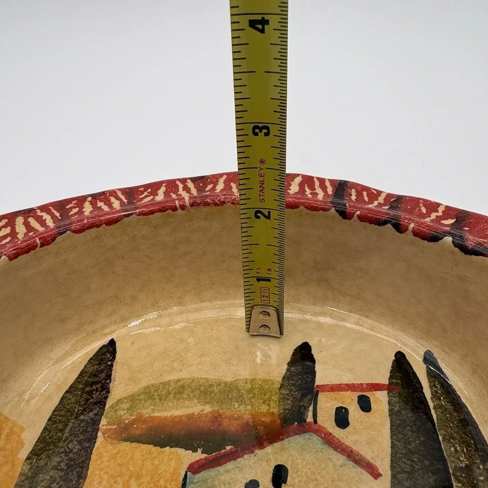 ITALICA ARS Hand Painted Pottery 8-1/2 x 6 Oval Oven Bowl, Italy‎