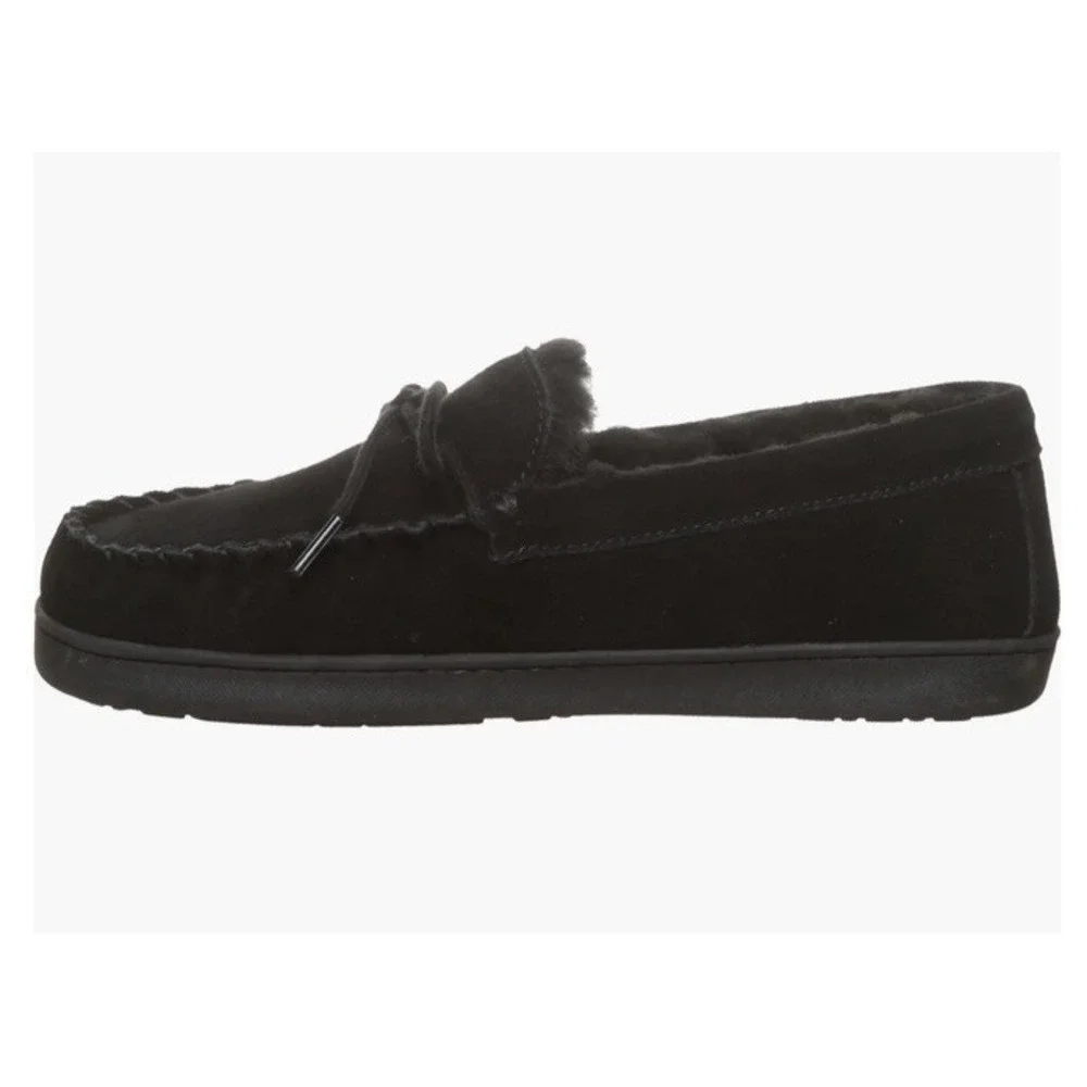 New BEARPAW Wyden II 2200 Mens Moc‎ Toe Black Slip On Slipper Shearling Lined 11