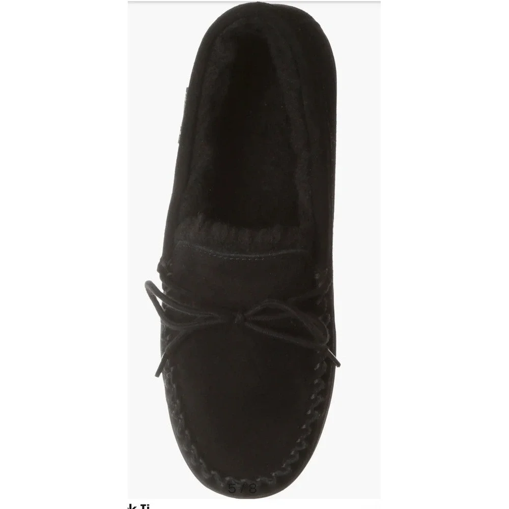 New BEARPAW Wyden II 2200 Mens Moc‎ Toe Black Slip On Slipper Shearling Lined 11