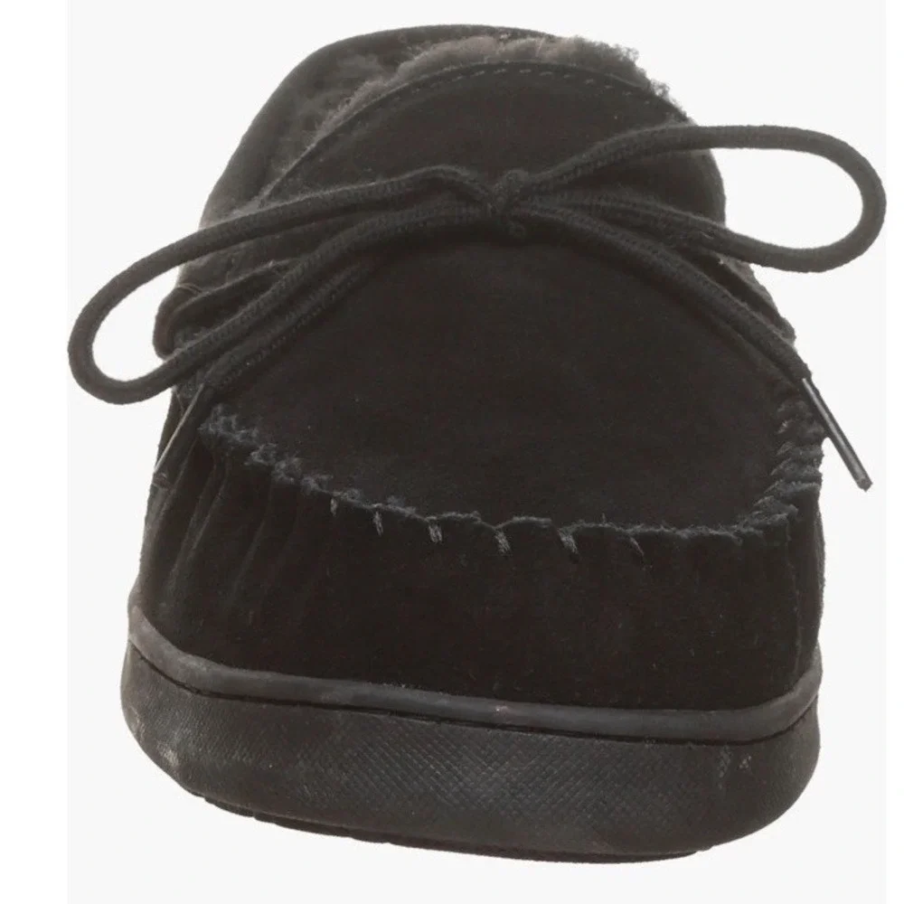New BEARPAW Wyden II 2200 Mens Moc‎ Toe Black Slip On Slipper Shearling Lined 11