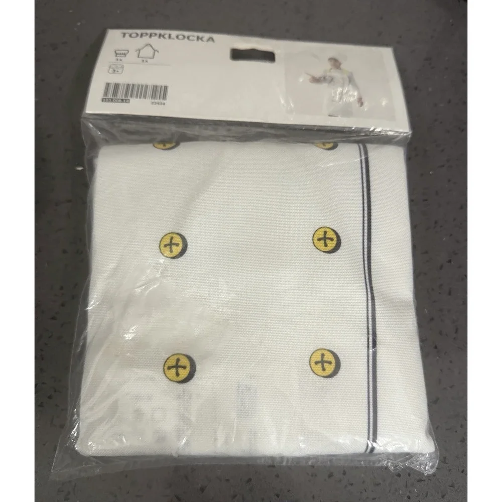 New IKEA Toppklocka Children's Apron Chef's Hat White & Yellow NIP‎