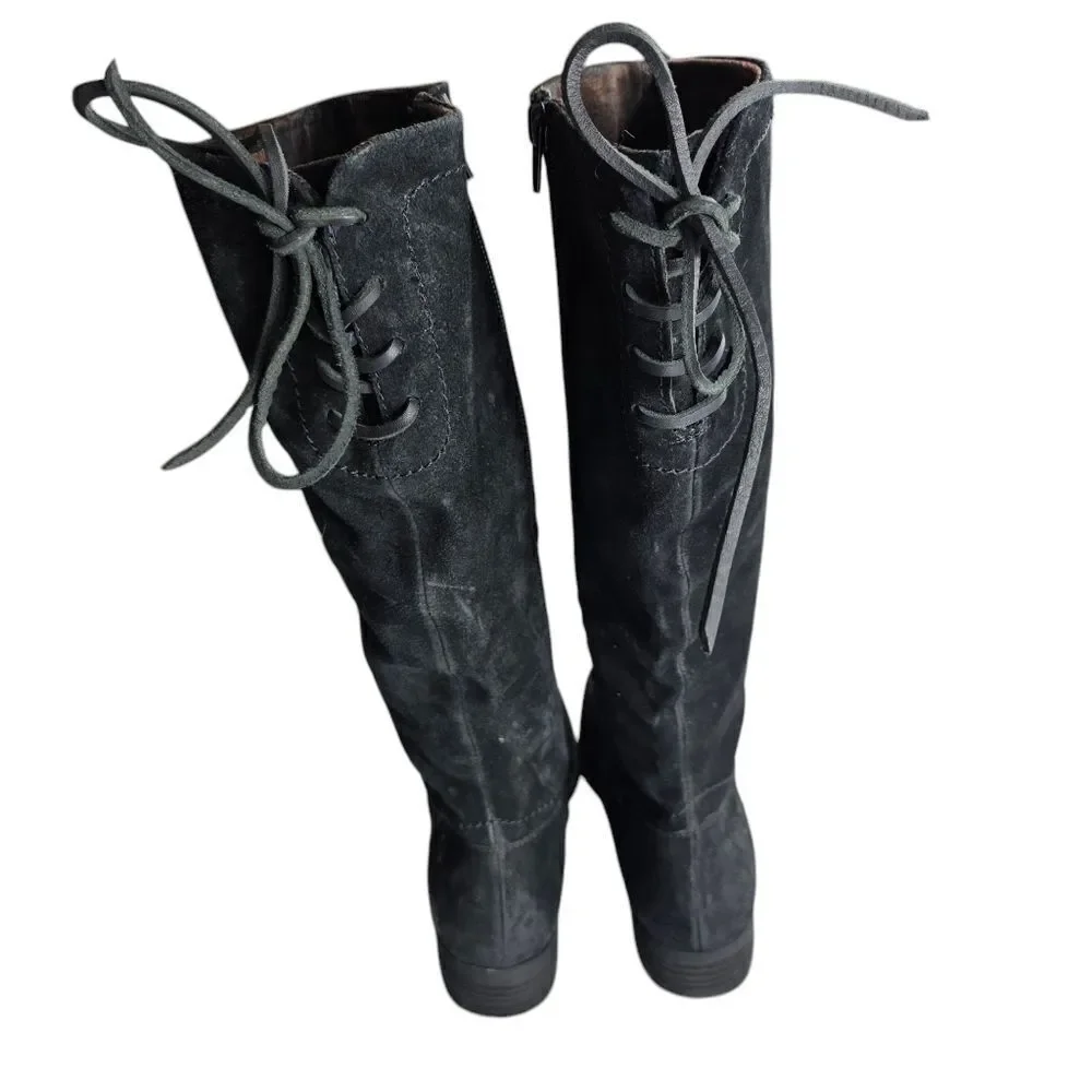 Born Hayden Knee High Riding Boots, Black Suede, Women's Size 5.5M