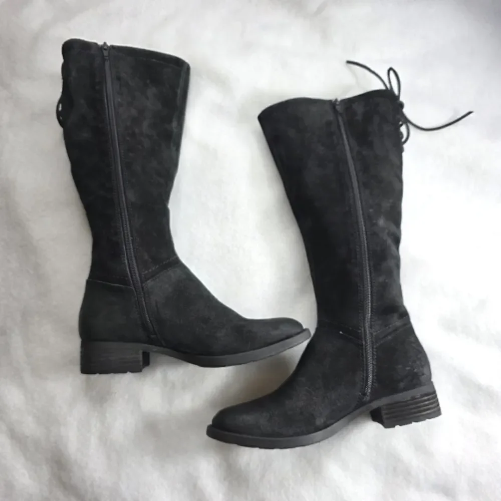 Born Hayden Knee High Riding Boots, Black Suede, Women's Size 5.5M