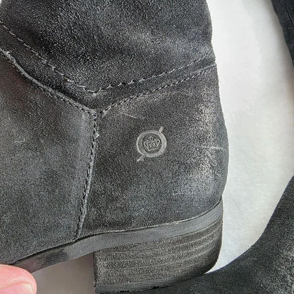 Born Hayden Knee High Riding Boots, Black Suede, Women's Size 5.5M
