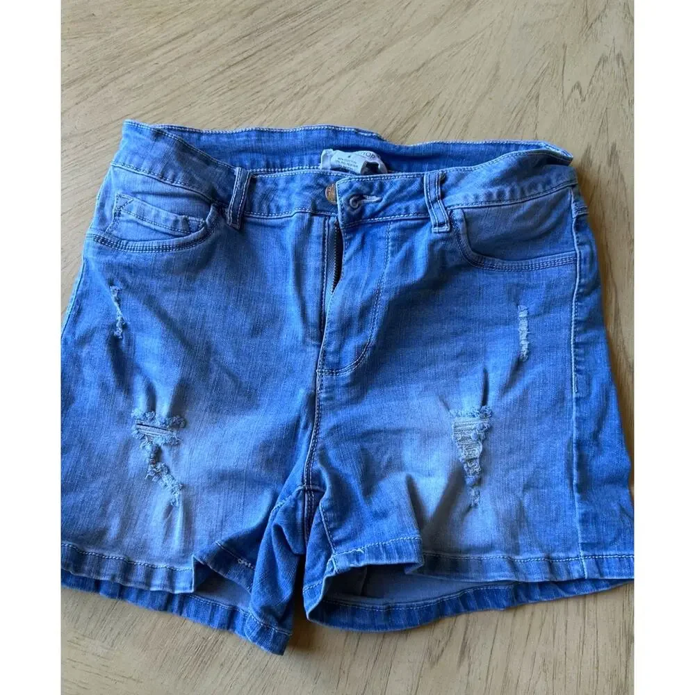Workshop Republic Clothing Shorts Womens 6 Blue Denim Distressed Grunge Boho Med
