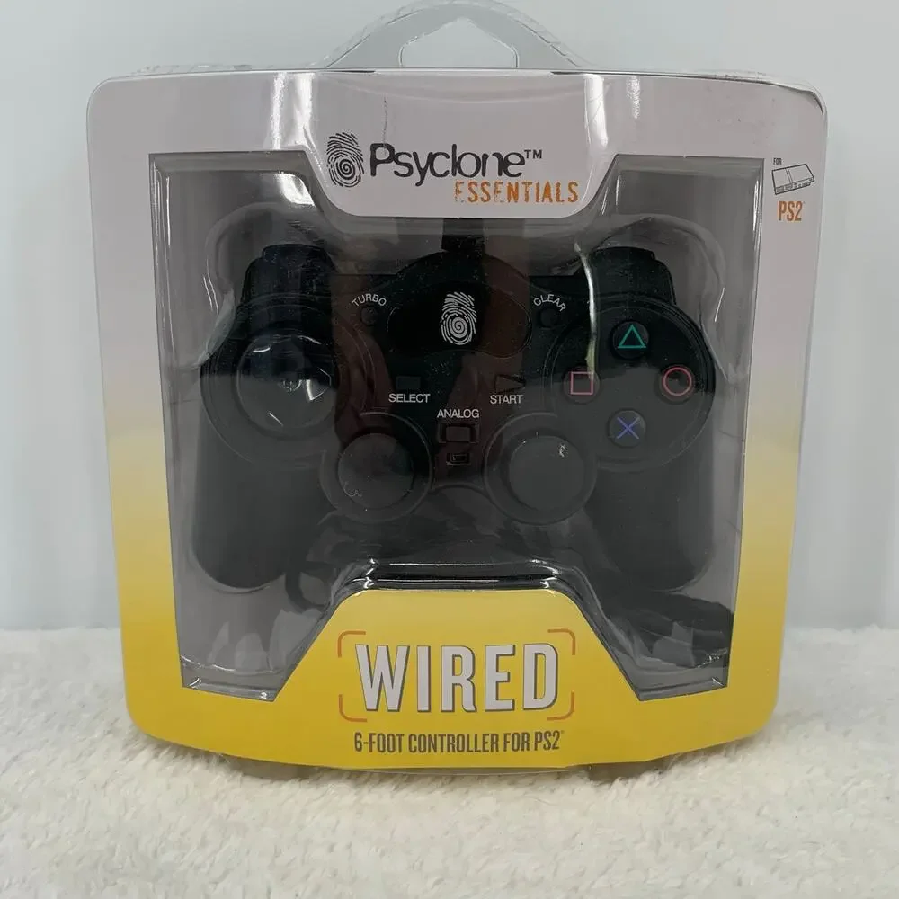 Psyclone Essentials PS2 Wired Controller Black 6ft. Cord Playstation 2 PSE02 New