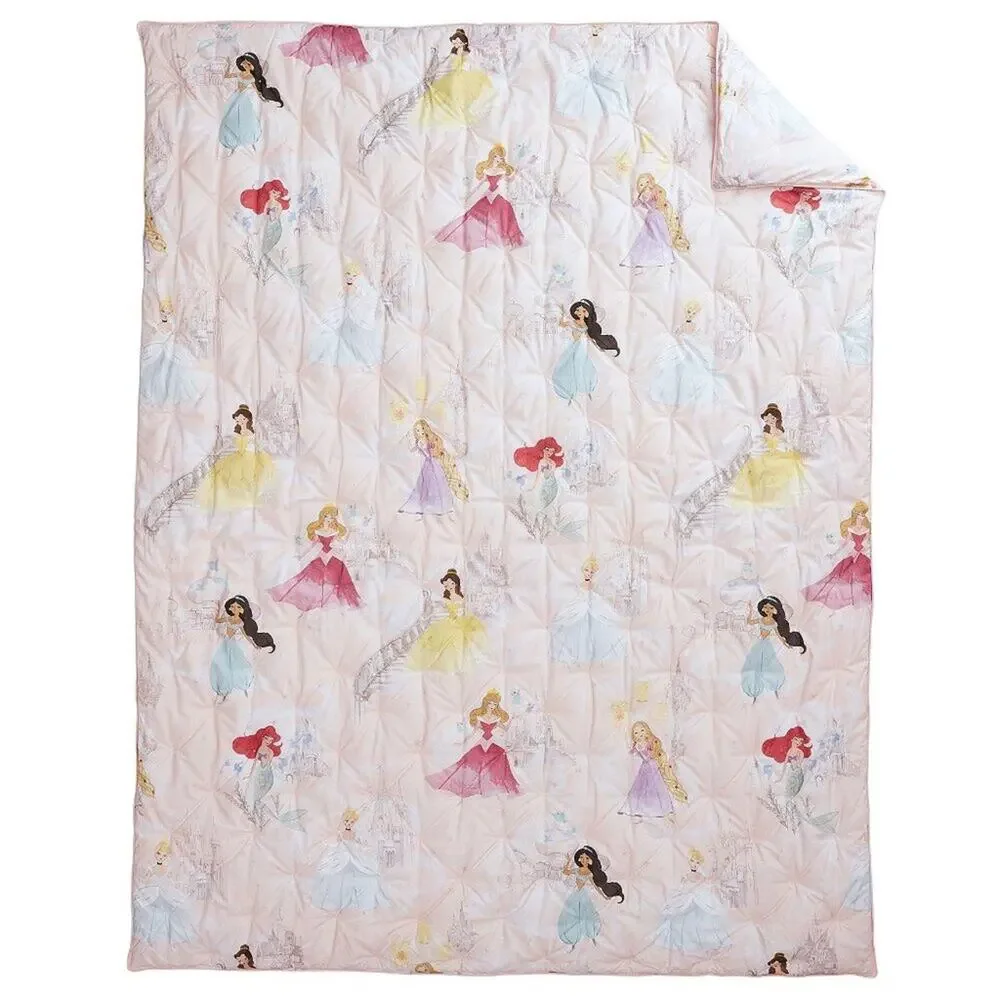 Pottery Barn Disney Princess Castles Comforter Pink Cinderella Ariel Jasmine NEW