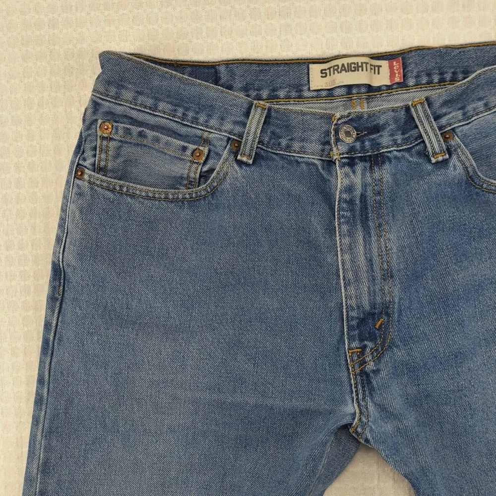 Levis 505 Mens Straight Fit Blue Denim Jeans 36x32 Medium Wash Zip‎ Fly Classic