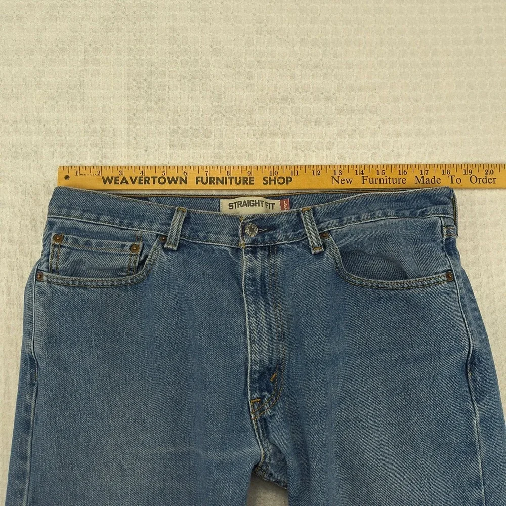Levis 505 Mens Straight Fit Blue Denim Jeans 36x32 Medium Wash Zip‎ Fly Classic